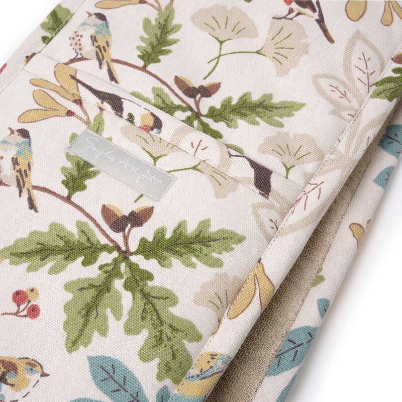Sophie Allport Double Oven Glove - Printed Binding - Orchard Birds image number 2